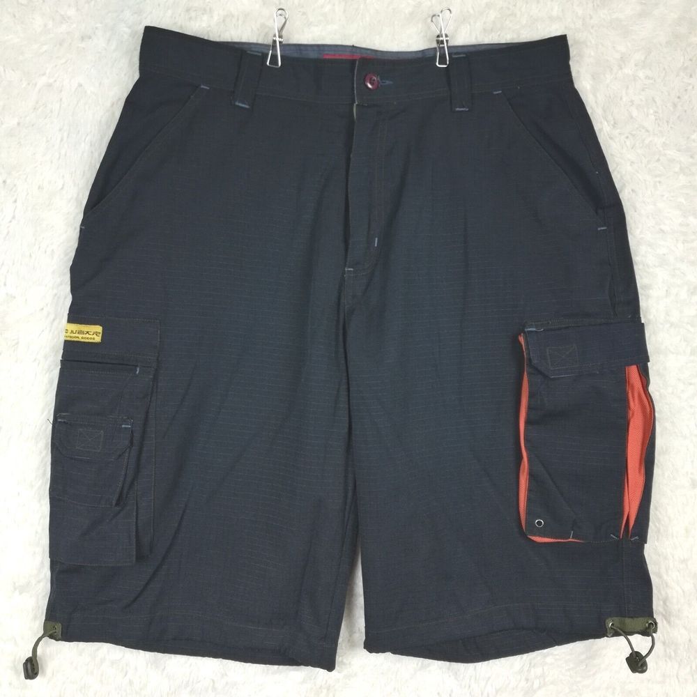 1984 Mens Shorts Cargo Utility Pockets Navy Outdoor Flap Pockets Adjustable L‎